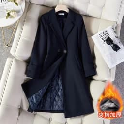 Ladies Long Blazer High Quality Autumn Winter Women Black Red Navy Blue Thicke Blazers Female Casual Jacket Coat Windbreakers