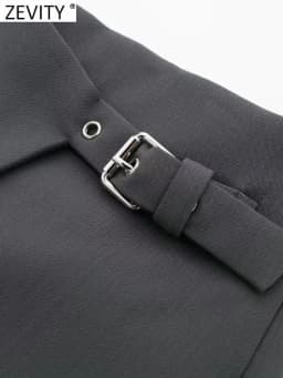 ZEVITY 2023 Women Fashion Belt Design Asymmetrical Mini Skirt Shorts Lady Side Zipper Hot Shorts Chic Pantalone Cortos QUN5454