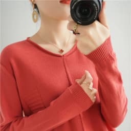 2026 Autumn/Winter Women's New Pullover Casual Solid 100% Cotton Knitted V-Neck Loose Sweater Fashion Soft Breathable Top