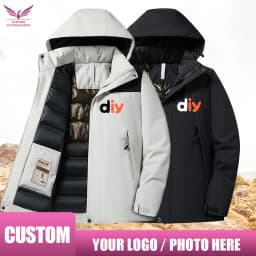 Custom winter Camping Overcoat team Travel batch customized jacket DIY outdoor Waterproof warm coat Man Windbreaker Warm Parkas