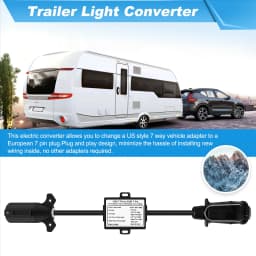 USA to EU Trailer Light Converter US 7-Way Blade Socket to EU 7-Pin Round Plug