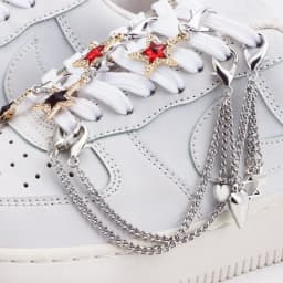 1PC Heart Star Pearl Shoe Laces Chain Punk Luxurious Diamond DIY Detachable Studded Pentagram Shoelace Accessories Jewelry Penda