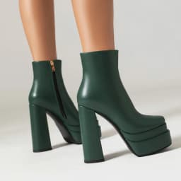 2024 Double Layer Platform Super High Thick Heel Side Zipper Champagne Gold Women's Short Boots Thick Plush Lining Ankle Boots