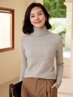 WinvyNee Women Clothing Merino Wool Sweater Casual Long Sleeve Tops Turtleneck Jumper Soft Warm Knitted Pullover Winter A1263006