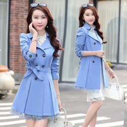2024 Spring Trench Coat for Women Streetwear Turn-Down Collar Double Breasted Black Coats Female 3Xl Women Clothes