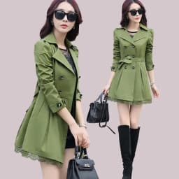 2024 Spring Trench Coat for Women Streetwear Turn-Down Collar Double Breasted Black Coats Female 3Xl Women Clothes