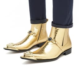 Autumn Man Wedding boots Metal Tip zipper Genuine leather Chelsea boots Leisure time party Customized Singer Men's Boots