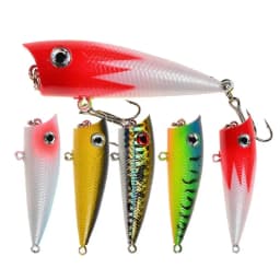 1pc Popper Fishing Lure 6cm/6.5g Hard Bait Artificial Topwater Bass Trout Pike Wobbler Fishing Tackle with 2 Treble Hooks