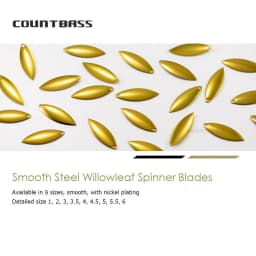 COUNTBASS 50pcs Gold Plated Steel Willow Spinner Blades 1-6 Size Range Smooth Finish DIY Spinner Bait Fishing Lures