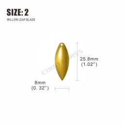 COUNTBASS 50pcs Gold Plated Steel Willow Spinner Blades 1-6 Size Range Smooth Finish DIY Spinner Bait Fishing Lures