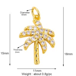 Pine Cone Lotus Coconut Tree Sun Flower Ginkgo Leaf 18K Gold Charm,Bracelet Earring Attachment Jewelry Components Findings L44