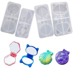 makeup mirror DIY Epoxy Resin Tray cat shell rhombic rose makeup folding mirror Storage Box Jewelry Cute Silicone Mold for resin