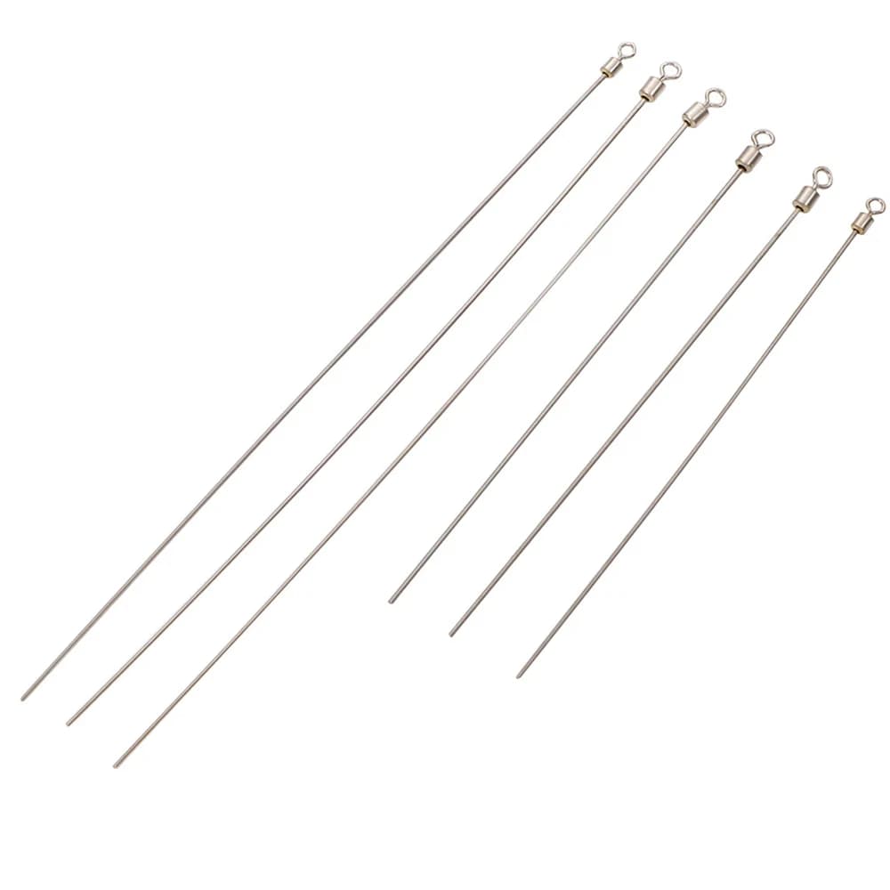 50pcs Hard Steel Wire Long Pole Fishing Swivel Stainless Steel Barrel Rolling Connector Fishing Accessories Tackle