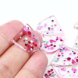 Tortoise Shell Earrings Charm, Acetate Acrylic Semicircle D Shaped Frame Pendants, Boho Earring Parts, 21.5x18.5mm, ACE-284