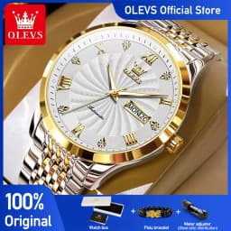 OLEVS Top Brand Automatic Mechanical Men Watch Threaded Dial Waterproof Stainless Steel Strap Classic Men's Watches Luxury