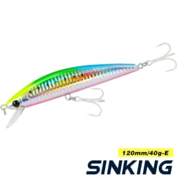 TSURINOYA 120S Sinking Minnow 12cm 40g DW37 Saltwater Hard Boat Fishing Lure Artificial Minnow Bait with Treble Hooks Wobblers