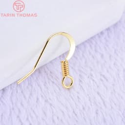 (2239)20PCS Height 16MM 24K Gold Color Plated Brass Earring Hook Diy Jewelry Findings Accessories Wholesale