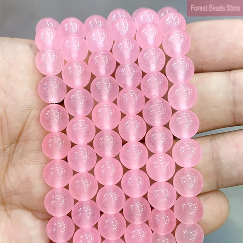 Natural Stone Beads Pink Jasper Jades Round Spacer Beads DIY Bracelet Necklace for Jewelry Making 15" Strand 4 6 8 10 12 14MM