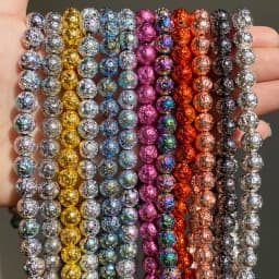 Natural Stone Beads Multicolor Rock Volcanic Lava Round Beads For Jewelry Making DIY Bracelet Earring Accessories 15''4/6/8/10mm