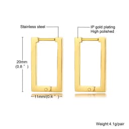 Vnox Minimalist Square Hoop Earrings for Women,Gold Color Stainless Steel Rectangle Ear Jewelry, Chic Simple Geometric Jewelry
