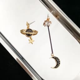 New Fashion Black Rhinestones Star Moon Charms Asymmetric Earrings for Women Party Classic Cute Girls Drop Earrings Jewelry Gift