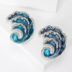 Luxury Shiny Rhinestone Blue Ocean Wave Brooches For Women High Quality Crystal Brooch Pin Accessories Party Office Jewelry Gift