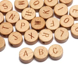 20Pcs/lot 10 15mm Mixed Letter Beech Wood Beads Round Flat Alphabet Loose Spacer Beads For Jewelry Making Handmade Diy Bracelet