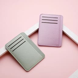 Simple Card Holder Mini Solid Faux Leather Credit Card Holder