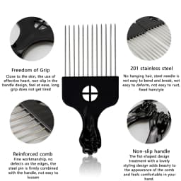 Black Metal African American Pick Comb Hair Combs Hair Comb for Hairdressing Styling Tool Salon Barber Shop Accessories 6 Style