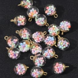20pcs Colorful Sequins Star Sequins Round Ball Glass Ball Pendant DIY Handmade Ear Studs Earrings Ear Jewelry Material Pack