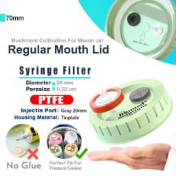 6PCS Liquid Culture Lids - Autoclavable 70mm Regular Mouth Jar Lids with Heavy Duty Injection Port for Mushroom Cultivation