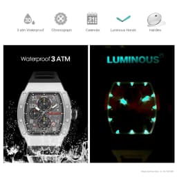 MEGIR 316 Stainless Steel Quartz Watch for Men Fashion Waterproof Luminous Chronograph Wristwatch with Auto Date Silicone Strap