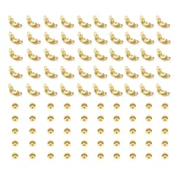 100pcs/lot Stainless Steel Gold Color Connector Clasp Crimp End Beads Findings Kit DIY Bracelet Necklace Jewelry Making Supplies