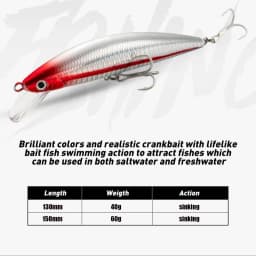 Fishing Lure Sinking Minnow 13cm 15cm 40g 60g Weight System Hard Lure Pesca Strong Treble Hooks Wobbler Jerkbait Swimbait Bait
