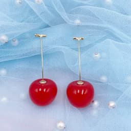 Korea Japan Sweet Clear Resin Red Cherry Earrings Gold Color Alloy Separated Drop Dangle Earrings for Women Girls Party Jewelry