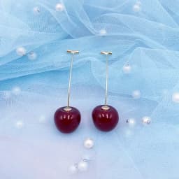 Korea Japan Sweet Clear Resin Red Cherry Earrings Gold Color Alloy Separated Drop Dangle Earrings for Women Girls Party Jewelry
