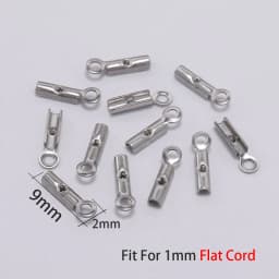 50pcs 1-5mm Stainless Steel Cord Crimp Beads End Caps Fastener Bracelet Necklace Leather Connectors For Jewelry Making Supplies