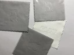 Press Emboss LOGO 500pcs 8*8cm Silver Polish OPP Bags Cloth for Silver Jewelry Cleaner Blue Microfiber Suede Fabric Material