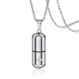 Open Pills Capsule Necklace Pendant for Women Men Stainless Steel Medicine Capsule Holder Jewelry
