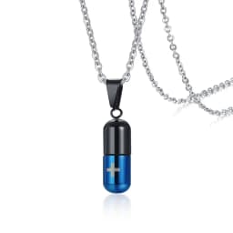 Open Pills Capsule Necklace Pendant for Women Men Stainless Steel Medicine Capsule Holder Jewelry
