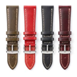Cow Leather Watch Strap 18mm 20mm 22mm 24mm Brown Blue Red Green Cowhide Watchbands With Silver Stainless Steel Buckle
