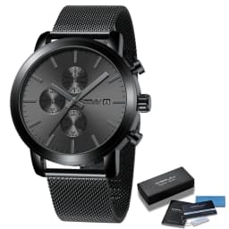 Men Watches CRRJU Top Brand Fashion multifunction Stainless Steel Mesh business Waterproof Wrist Watches Relogio Masculino