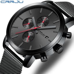 Men Watches CRRJU Top Brand Fashion multifunction Stainless Steel Mesh business Waterproof Wrist Watches Relogio Masculino