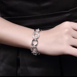 Hot Popular classic Square circle chain 925 Sterling Silver Bracelet for woman man Wedding party Christmas Gifts fashion Jewelry