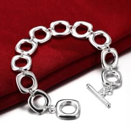 Hot Popular classic Square circle chain 925 Sterling Silver Bracelet for woman man Wedding party Christmas Gifts fashion Jewelry