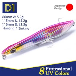 D1 AutoWalker Pencil Popper Decoy Fishing Lure Wobblers 80mm 115mm Sinking Floating Artificial Hard Bait 2021 Pecsa Tackle