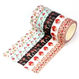 2023 NEW 1PC 10M Decorative Autumn Red Mushrooms and Leaves Washi Tape Set for Scrapbooking Planner Masking Tape Cute Stationery