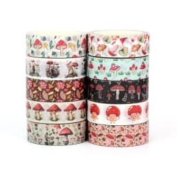 2023 NEW 1PC 10M Decorative Autumn Red Mushrooms and Leaves Washi Tape Set for Scrapbooking Planner Masking Tape Cute Stationery