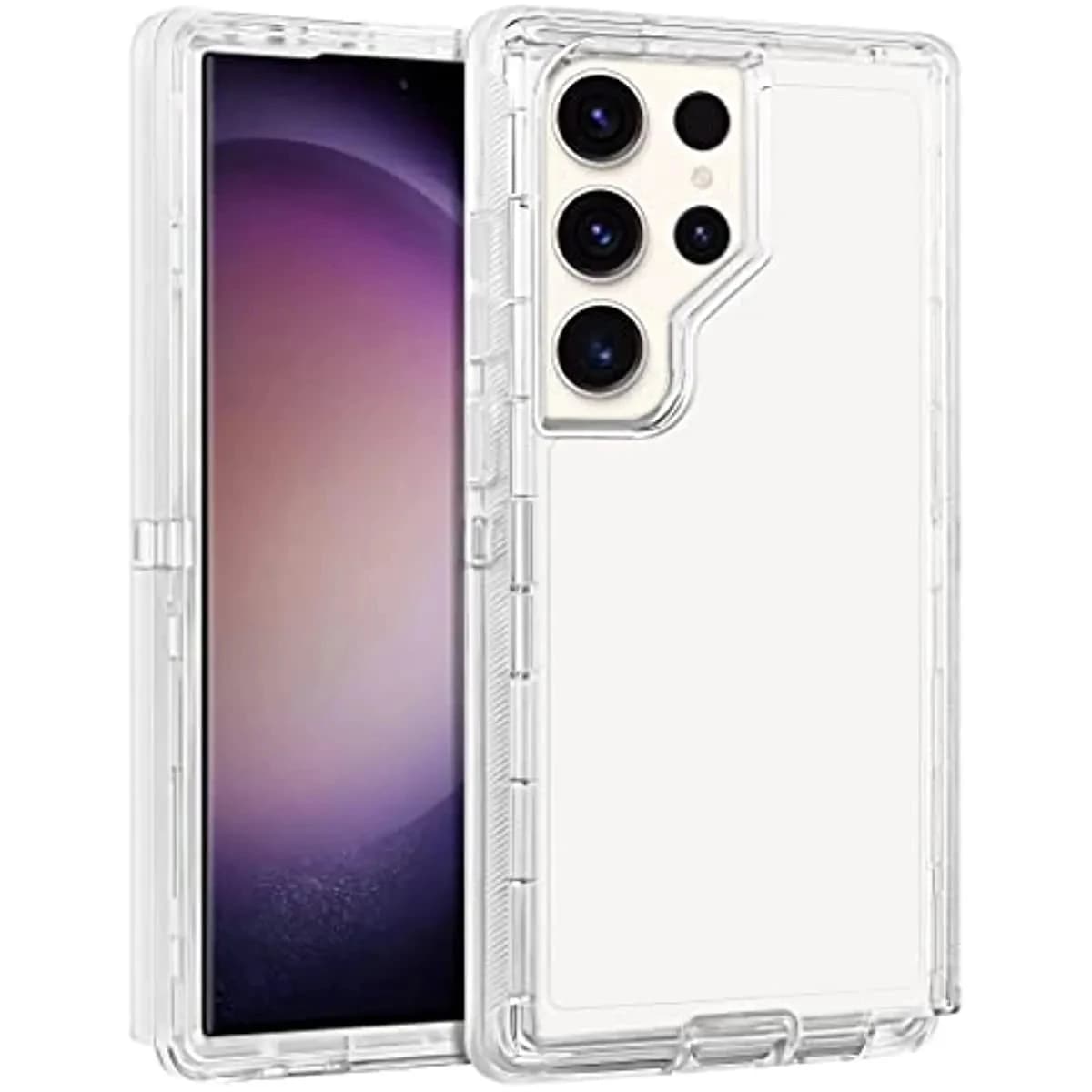 Heavy Duty Transparent Shockproof Dustproof Case For Samsung Galaxy S23 S20 S22 S21 S24 S25 S26 Ultra S10 Note 20 10 Plus 3 in 1