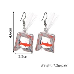 Yungqi Cartoon Kawaii Resin Goldfish Imitation Water Bag Shape Charms Earrings Funny Water Pouch Drop Earring Jewelry Brincos